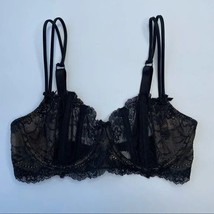 Vintage Victoria’s Secret Black Lace Bra Size 34D Sexy Sheer Boning Stra... - $24.49