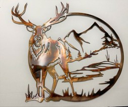 Deer Wildlife Metal Wall Art Accent 18&quot; x 17 1/2&quot; - £40.36 GBP