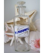 RARE Glass Label Apothecary Bottle~8.25&quot;Tall~Tr.PODOPHYL~TINCTURE OF POD... - £150.51 GBP
