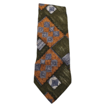 BOLGHERI 100% Heavy Silk Necktie ITALY Designer Geometric Green/Blue Cla... - $7.66