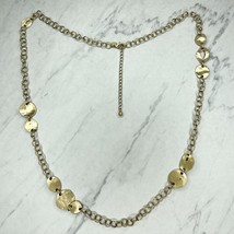 Chico&#39;s Gold Tone Hammered Metal Station Long Necklace - £13.40 GBP