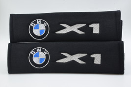 2 pieces (1 PAIR) BMW X1 Embroidery Seat Belt Cover Pads (Black pads) - $16.99