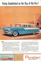 1955 Pontiac 870 Station Wagon Vintage Original Print Ad Strato Streak V-8 - $5.90