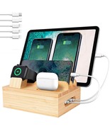 Eco-Friendly Bamboo Charging Station, Wooden Desk Organizer for Multi De... - $577.67 MXN