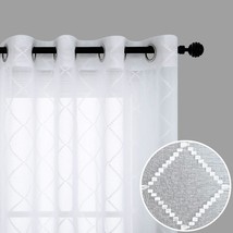 84-Inch White Sheer Curtains For Bedroom Set Of 2 Panels Grommet Window Semi - £32.95 GBP