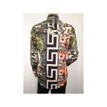 Mens Stacy Adams Medallion Lion Print Sports Shirt Stage Singer 4951 Gray Multi image 9