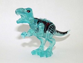 Minifigure Custom Toy tyrannosaurus rex Clear blue Jurassic World dinosaur - $7.40