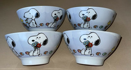 Peanuts Snoopy Woodstock Ceramic Soup Rice Bowls Easter Purple Tint Set ... - $28.99