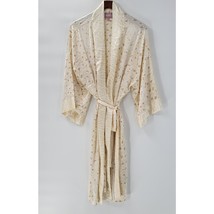 Show Me Your Mumu Robe OS Cream Tan Animal Print Silky Kimono Wrap Belted - $32.47