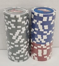 2 Roll of 25 CAMEL LAS VEGAS Casino Red/Blue/Gray Clay Poker Chips Sealed - £11.03 GBP