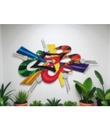 Colorful Abstract Wall Sculpture, Contemporary Mirror Wall Art, Outburst... - $11,755.05 MXN