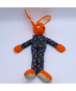 VNTG Orange Plush Fur Bunny Rabbit Long Leg Blue Fabric Body 20&quot; Floppy ... - £38.91 GBP