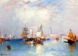 Framed canvas art print giclee Venice, Grand Canal, 1903 antique painting - £31.64 GBP+