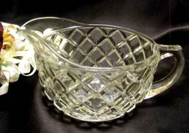3936 Antique Hocking Glass Waterford Waffle Cream Pitcher - $9.00