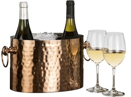 Wine - Champagne Chiller, Bucket, Cooler, Hammered Copper, Removable Insert - £70.48 GBP