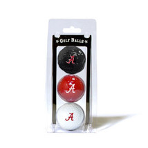 Alabama Crimson Tide NCAA Regulation Size Golf Balls 3 Pk Durable Color Logo - £19.55 GBP