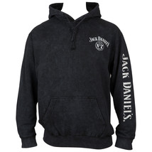 Jack Daniel&#39;s No. 7 Mineral Wash Front and Back Print Pull-Over Hoodie Black - £52.56 GBP+