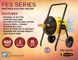 Fostoria FES-1548-3E 15KW 480V 3Ph Portable Electric Salamander Heater - $1,589.07