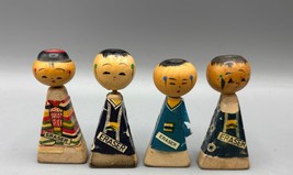 Vintage Japanese Kokeshi Doll Erasers Set Of 4 Wooden Head - $275.76 MXN