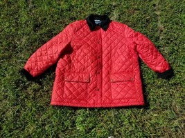 Ralph Lauren Red Quilted equestrian Barn windbreaker Jacket Size 4LT Tall - £43.52 GBP