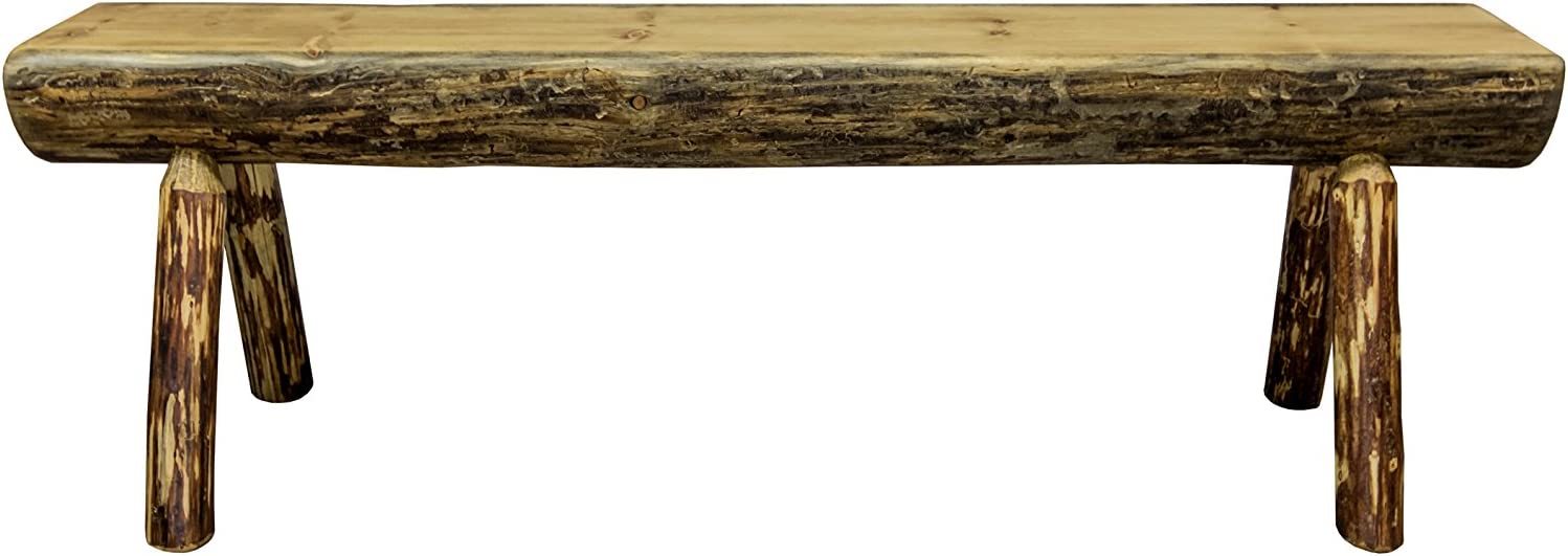 Glacier Country Wood Log Bench, 4 Foot, Exterior Stain, Montana Woodworks. - $315.94