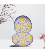 BAUM Tuscany 4-Salad Plates Blue Yellow Floral Ceramic Dessert Dish 8&quot;D - £30.86 GBP