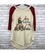 Southern Grace Love Christmas With My Tribe Shirt Lace Sleeves Red Size ... - £15.98 GBP