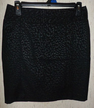 Excellent Womens Cynthia Rowley Black On Black Leopard Print Lined Skirt Size 4 - £22.44 GBP