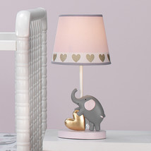 Nursery Lamp Shade Bulb Eloise Elephant Hearts Pink Gray Animals Girl Ba... - £69.15 GBP