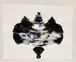 Original Abstract Art Ink Blot Mirror Image Reflection Black White 8.5&quot;  - £14.11 GBP