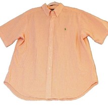 Ralph Lauren Seersucker Shirt Men&#39;s Sz XL Orange Gingham Checks Short Sl... - £18.83 GBP