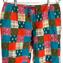 Disney Parks Mickey Mouse Lounge Pants M Multicolored Patchwork Elastic ... - £18.47 GBP