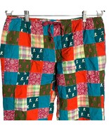 Disney Parks Mickey Mouse Lounge Pants M Multicolored Patchwork Elastic ... - £18.25 GBP