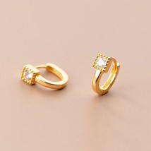 1Ct Round Cut Lab-Created Diamond Women Tiny Hoop Earring 14k Yellow Gold Plated - £101.82 GBP