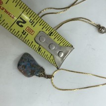 Vintage Polished Jasper Pendant Necklace Blue Purple 60s 70s Slider Boho Hippie - £15.57 GBP