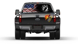 American Flag &amp; POW MIA Rear Window Graphic Perforated Decal Vinyl Picku... - £40.40 GBP