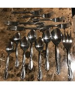 TRIESTE Stainless Flatware 14 Pc. Lot Serving Spoon/Fork + Mixed Spoons ... - $58.94 CAD