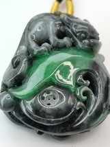 Icy Ice Black &amp; Green Natural Burma Jadeite Jade PI XIU Pendant # 229.35 carat # - £3,044.92 GBP