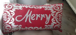 Red &amp; Silver &#39;merry&#39; Pillow Christmas Holiday Seasonal Decor By Nanette Lepore - $49.99