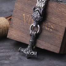 Hammer Pendant Necklace Jewelry Man Gift With Box Viking Thor Stainless Steel - £37.19 GBP