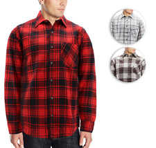 Men’s 100% Cotton Long Sleeve Plaid Check Soft Flannel Button Up Shirt - £21.76 GBP+