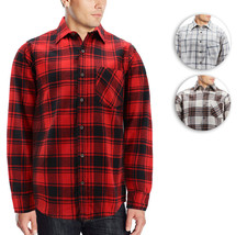 Men’s 100% Cotton Long Sleeve Plaid Check Soft Flannel Button Up Shirt - £21.74 GBP+