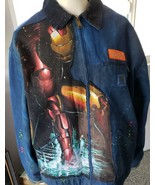 Iron Man Carhartt Jacket Vintage Volt Supply Denim 2XL Art Patchwork  ma... - $124.59