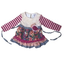 Counting Daisies Girl&#39;s Long Sleeve Top Size 18 Months Floral Stripes Ruffles - £17.44 GBP