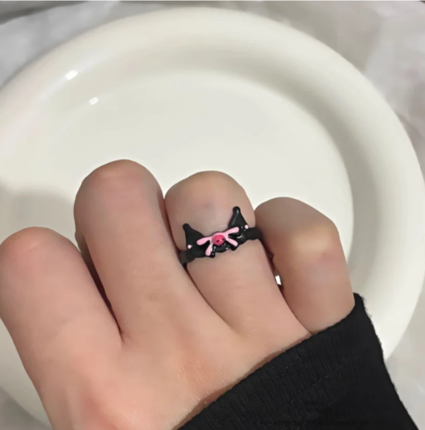Cute purple Kuromi ring, Adjustable index finger ring, Cartoon bow ring ... - $12.99