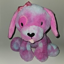 Pink Purple Puppy Dog Plush Bow Tongue 11&quot; Stuffed Animal Adventure Toy 2018 - £15.78 GBP