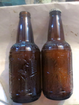 2 Vintage Sarsaparilla Amber Glass Bottles Sioux City Cowboy Saloon Embossed - £7.58 GBP