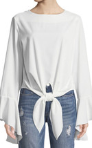 NWT Women&#39;s Avantlook L/S White Tie Up Bell Flare Sleeve Blouse Top Sz L... - $34.64