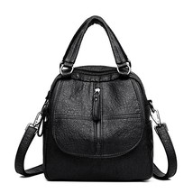Fashion Small Backpack Women PU Leather Retro  Bag Multi-pockets Ladies Bagpack  - $133.13