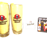 2 Berliner Kindl Berlin 0.4L German Beer Glasses &amp; Coasters - $17.45